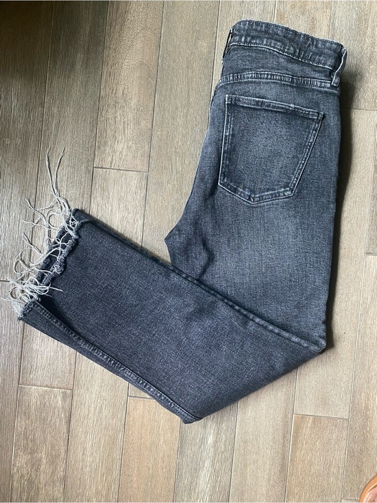 Zara Denim - Zara Black Washed  Straight-Leg Raw Hem Jeans, Size 10